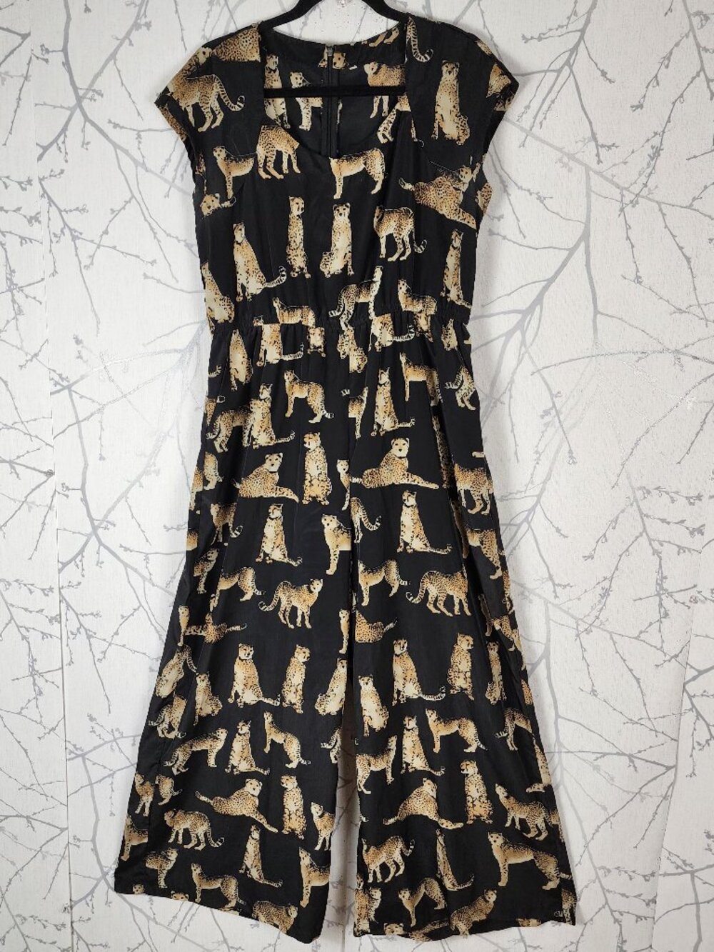 Teeberry & Weave Cheetah Leopard Print Wide Leg Jumpsuit